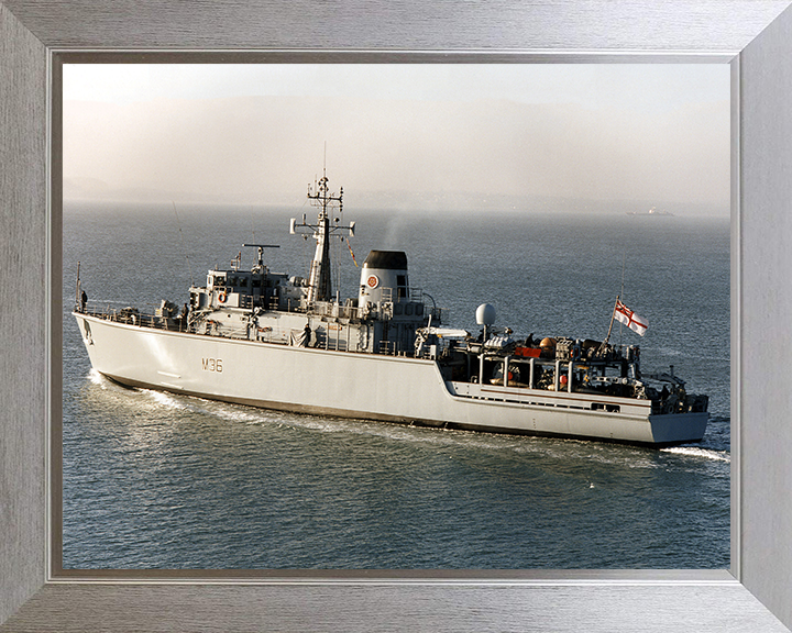 HMS Bicester (M36) Photo Print - Leaving Portsmouth 1997 - Royal Navy Hunt Class Mine Warfare Vessel