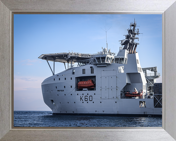 RFA Proteus (K60) Photo Print - Closeup - Royal Fleet Auxiliary Ocean Surveillance Ship Hampshire Prints 10 x 8 Silver Frame No