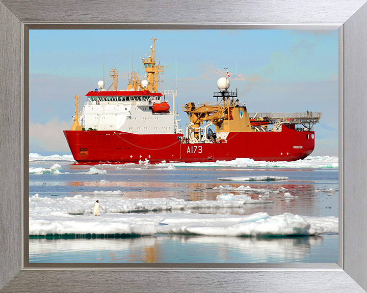 HMS Protector (A173) Photo Print - Reflections 2016 - Royal Navy Ice Patrol Vessel Hampshire Prints 10 x 8 Silver Frame No