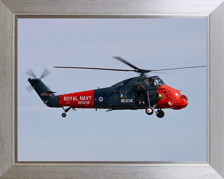 Westland Wessex HU5 Helicopter in Flight 2022 Photo Print - Royal Navy Aircraft Posters, Prints, & Visual Artwork Hampshire Prints 10 x 8 Silver Frame No