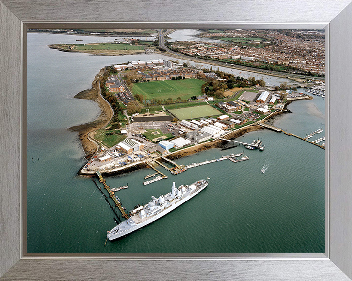 HMS Bristol (D23) Photo Print - At HMS Excellent 2017 - Royal Navy Type 82 Destroyer Posters, Prints, & Visual Artwork Hampshire Prints 10 x 8 Silver Frame No