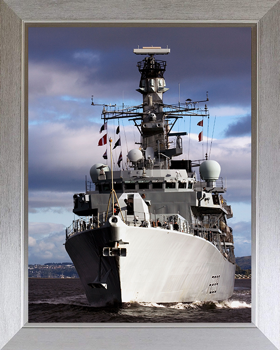 HMS Lancaster (F229) Photo Print - Bow View 2007 - Royal Navy Type 23 Frigate Hampshire Prints 10 x 8 Silver Frame No