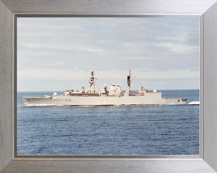 HMS Brazen (F91) Royal Navy Type 22 Frigate Port Beam View Photo Print Wall Art Decor Posters, Prints, & Visual Artwork Hampshire Prints 10 x 8 Silver Frame No