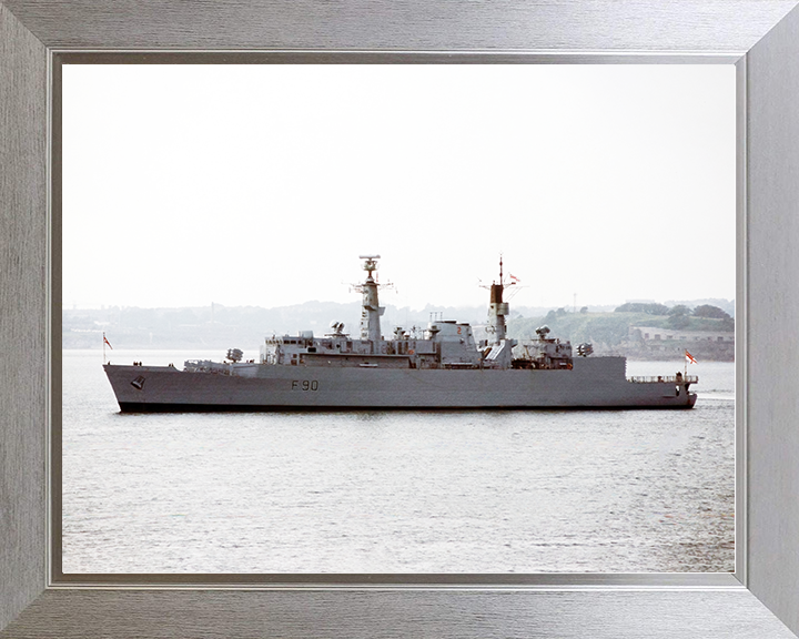 HMS Brilliant (F90) Royal Navy Type 22 Frigate Port Beam View Photo Print Wall Art Decor Posters, Prints, & Visual Artwork Hampshire Prints 10 x 8 Silver Frame No
