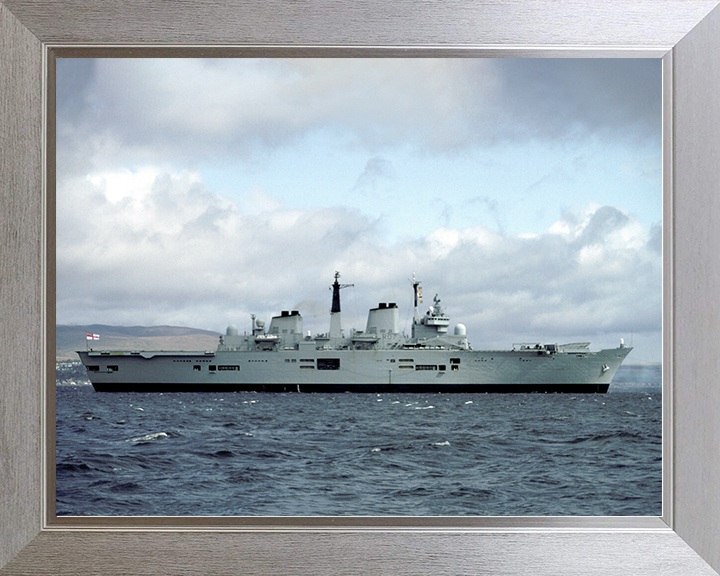 HMS Ark Royal (R07) Royal Navy Invincible Class Aircraft Carrier Starboard Beam View Photo Print Wall Art Decor Posters, Prints, & Visual Artwork Hampshire Prints 10 x 8 Silver Frame No