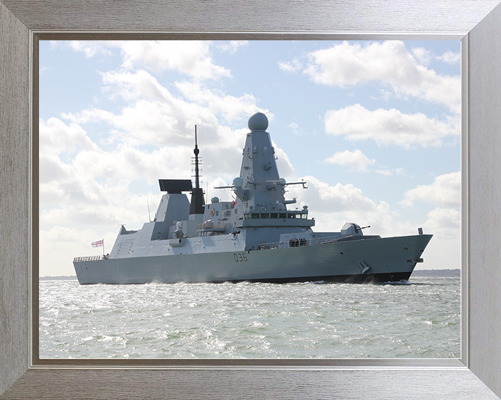 HMS Defender (D36) Royal Navy Type 45 Destroyer Low Starboard View Photo Print Wall Art Decor Posters, Prints, & Visual Artwork Hampshire Prints 10 x 8 Silver Frame No