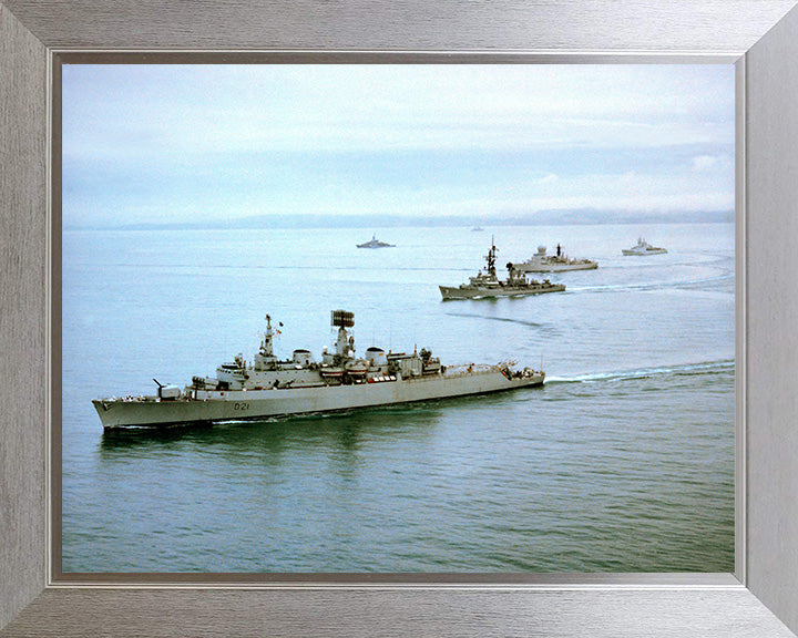 HMS Norfolk (D21) Photo Print - Strike Group - Royal Navy County Class Destroyer Hampshire Prints 10 x 8 Silver Frame No