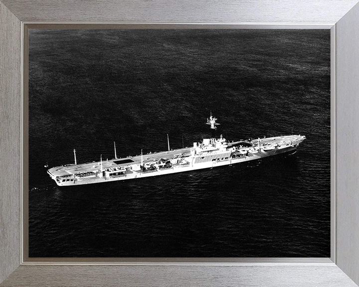 HMS Warrior (R31) Photo Print - At Sea 1957 - Royal Navy Colossus Class Aircraft Carrier Hampshire Prints 10 x 8 Silver Frame No