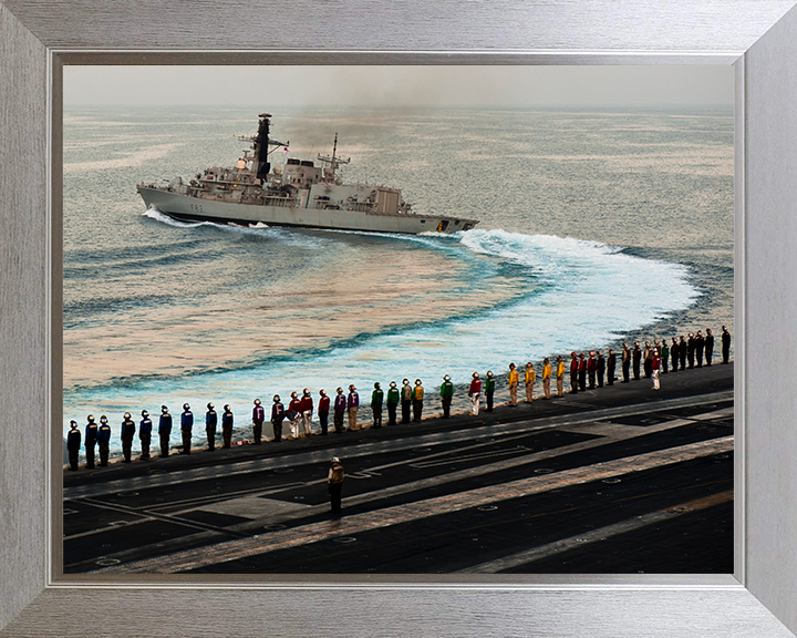 HMS St Albans (F83) Photo Print - Breaking Away - Royal Navy Type 23 Frigate Hampshire Prints 10 x 8 Silver Frame No