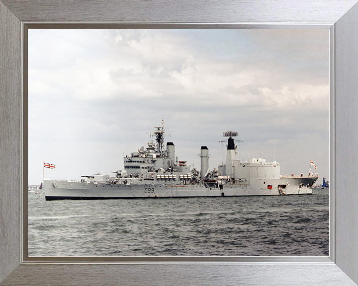 HMS Blake (C99) Royal Navy Tiger Class Light Cruiser At Anchor Photo Print Wall Art Decor Posters, Prints, & Visual Artwork Hampshire Prints 10 x 8 Silver Frame No