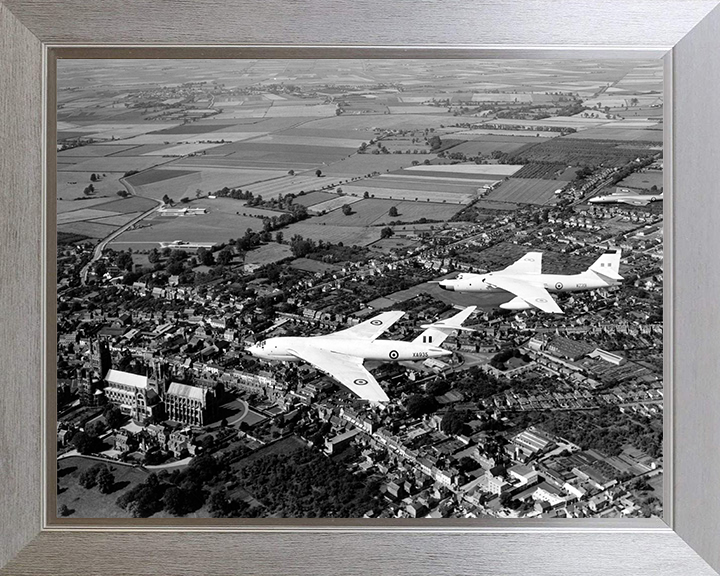 RAF Victor B.1 and Valliant B(PR1) Over Ely Cathedral Photo Print - Royal Air Force Aircraft Posters, Prints, & Visual Artwork Hampshire Prints 10 x 8 Silver Frame No