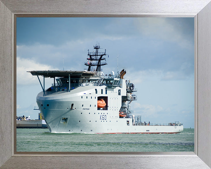 RFA Proteus (K60) Photo Print - Port Side View - Royal Fleet Auxiliary Ocean Surveillance Ship Hampshire Prints 10 x 8 Silver Frame No