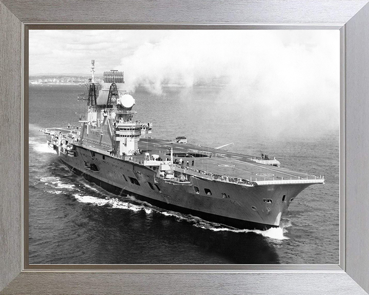 HMS Eagle (R05) Royal Navy Audacious Class Aircraft Carrier Underway Photo Print Wall Art Decor Posters, Prints, & Visual Artwork Hampshire Prints 10 x 8 Silver Frame No