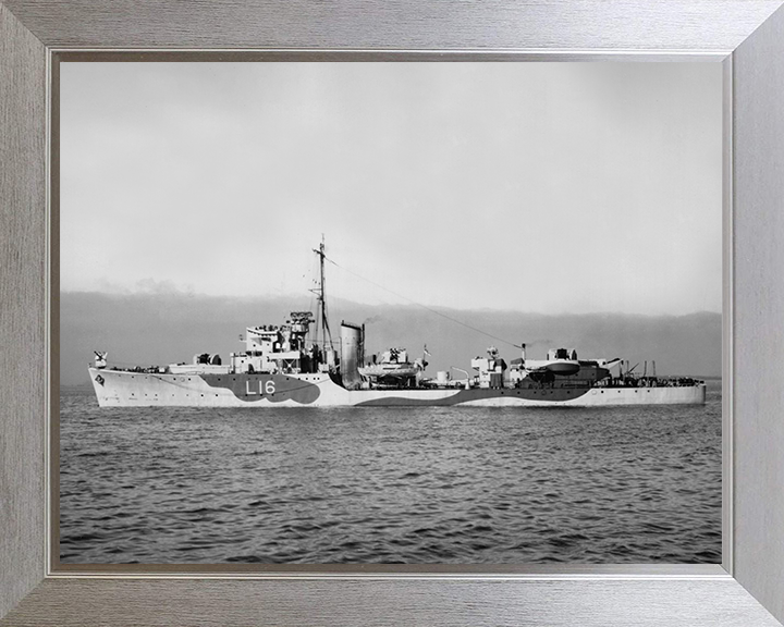 HMS Stevenstone (L16) Photo Print - Port Side 1947 - Royal Navy Hunt Class Destroyer Posters, Prints, & Visual Artwork Hampshire Prints 10 x 8 Silver Frame No