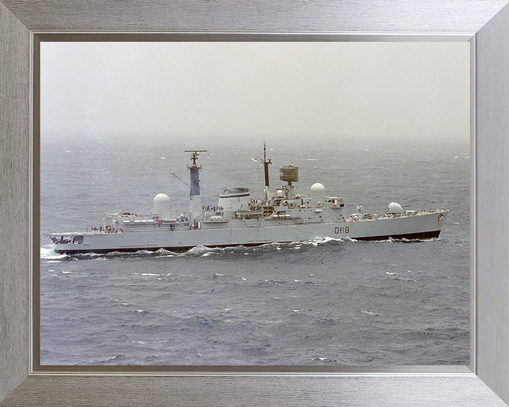 HMS Coventry (D118) Photo Print - At Sea 1982 - Royal Navy Type 42 Destroyer Hampshire Prints 10 x 8 Silver Frame No