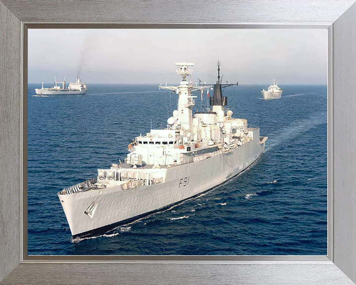 HMS Brazen (F91) Royal Navy Type 22 Frigate High Port Bow View Photo Print Wall Art Decor Posters, Prints, & Visual Artwork Hampshire Prints 10 x 8 Silver Frame No