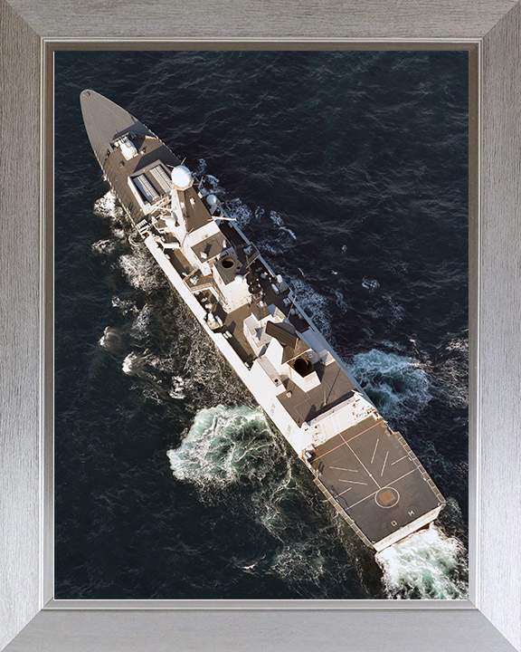 HMS Diamond (D34) Royal Navy Type 45 Destroyer From Above Photo Print Wall Art Decor Posters, Prints, & Visual Artwork Hampshire Prints 10 x 8 Silver Frame No