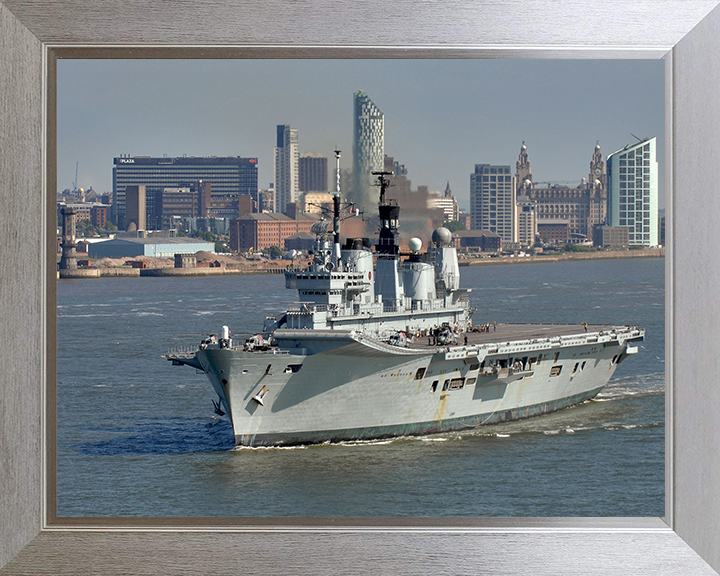 HMS Ark Royal (R07) Photo Print - Liverpool 2008 - Royal Navy Invincible Class Aircraft Carrier Hampshire Prints 10 x 8 Silver Frame No