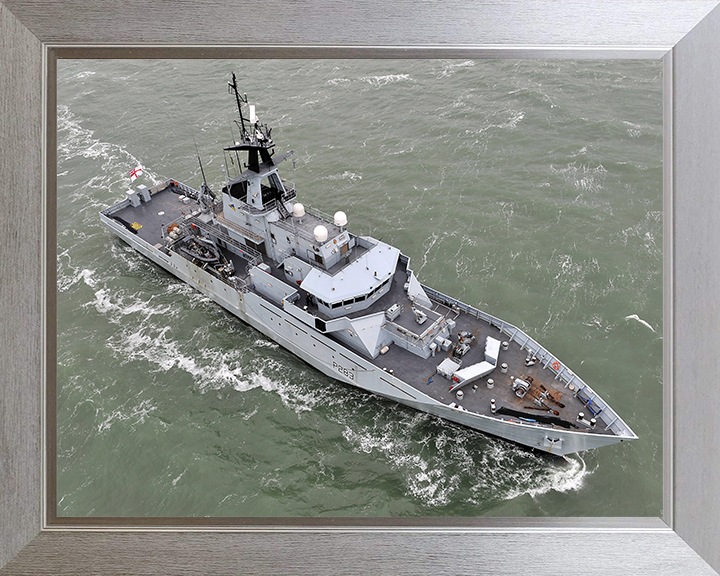 HMS Mersey (P283) Photo Print - At Sea 2013 - Royal Navy River Class Patrol Vessel Hampshire Prints 10 x 8 Silver Frame No