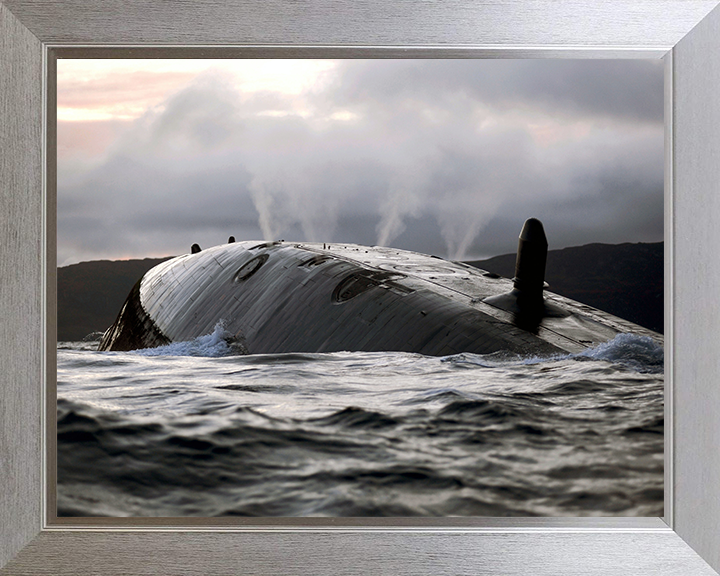 HMS Talent (S92) Photo Print - surfacing 2009 - Royal Navy Trafalgar Class Submarine Hampshire Prints 10 x 8 Silver Frame No