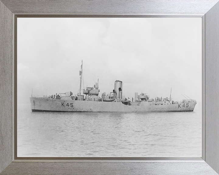 HMS Convolvulus (K45) Royal Navy Flower Class Corvette Port Side View Photo Print Wall Art Naval Decor Posters, Prints, & Visual Artwork Hampshire Prints 10 x 8 Silver Frame No