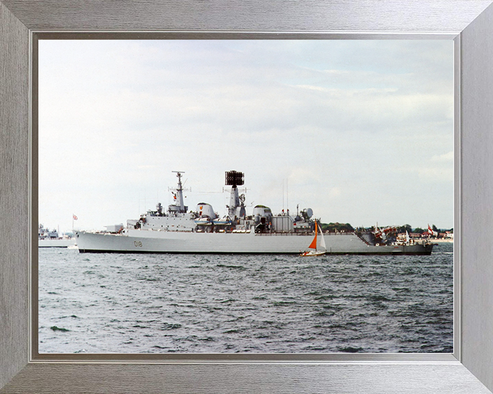 HMS Antrim (D18) Royal Navy County Class Destroyer At Anchor Photo Print Wall Art Decor Posters, Prints, & Visual Artwork Hampshire Prints 10 x 8 Silver Frame No