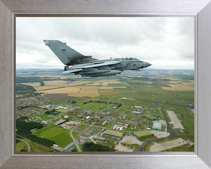 RAF Tornado GR4 Jet Flies over RAF Lossiemouth Photo Print - Royal Air Force Aircraft Posters, Prints, & Visual Artwork Hampshire Prints 10 x 8 Silver Frame No