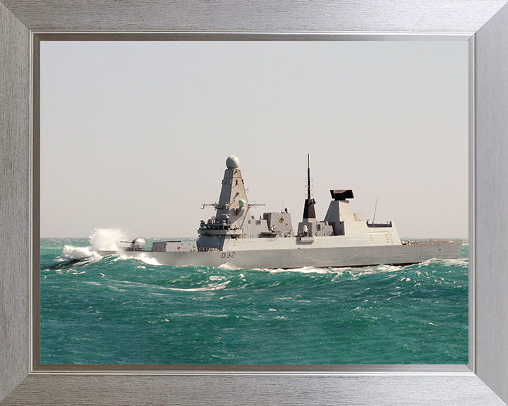 HMS Daring (D32) Photo Print - In Rough Sea 2012 - Royal Navy Type 45 Destroyer Hampshire Prints 10 x 8 Silver Frame No