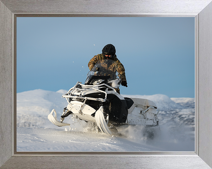 Royal Marine Commando Drives an Oversnow Reconnaissance Vehicle Photo Print Marines Wall Art Military Decor Posters, Prints, & Visual Artwork Hampshire Prints 10 x 8 Silver Frame No
