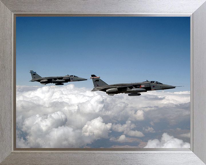 RAF Jaguar GR3A Jets in flight over Turkey Photo Print - Royal Air Force Aircraft Hampshire Prints 10 x 8 Silver Frame No
