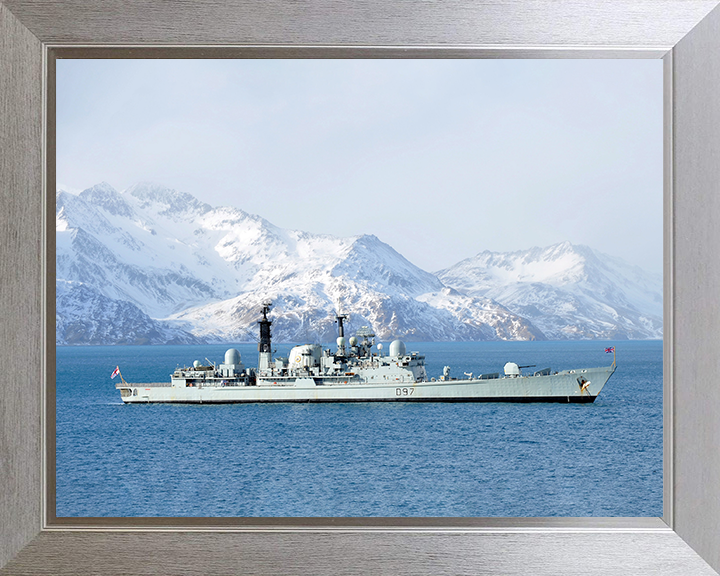 HMS Edinburgh (D97) Photo Print - South Georgia 2011 - Royal Navy Type 42 Destroyer Hampshire Prints 10 x 8 Silver Frame No