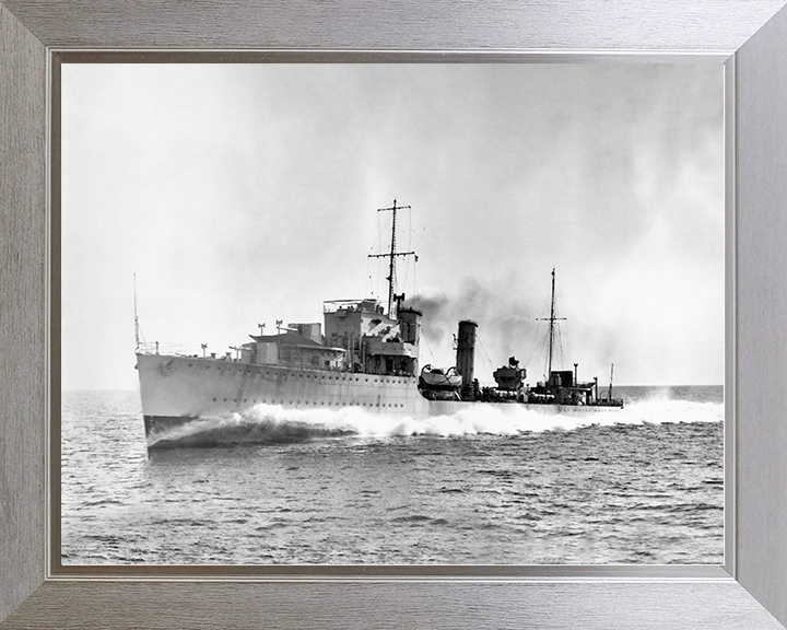 HMS Diamond (H22) Royal Navy D Class Destroyer Port Bow View Photo Print Wall Art Decor Posters, Prints, & Visual Artwork Hampshire Prints 10 x 8 Silver Frame No