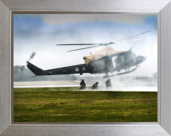 RAF Twin Engined Griffin Helicopter Photo Print - Royal Air Force Aircraft Hampshire Prints 10 x 8 Silver Frame No