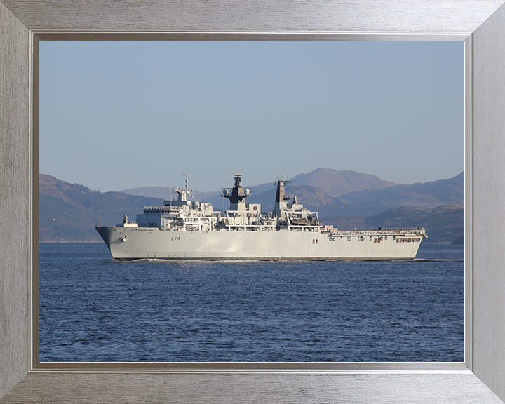 HMS Albion (L14) Royal Navy Albion Class Amphibious Ship Port Beam View Photo Print Wall Art Naval Decor Posters, Prints, & Visual Artwork Hampshire Prints 10 x 8 Silver Frame No