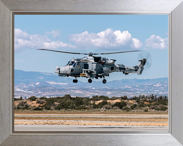 Royal Navy Wildcat helicopter at RAF Akrotiri Photo Print Wall Art Naval Aircraft Decor Posters, Prints, & Visual Artwork Hampshire Prints 10 x 8 Silver Frame No