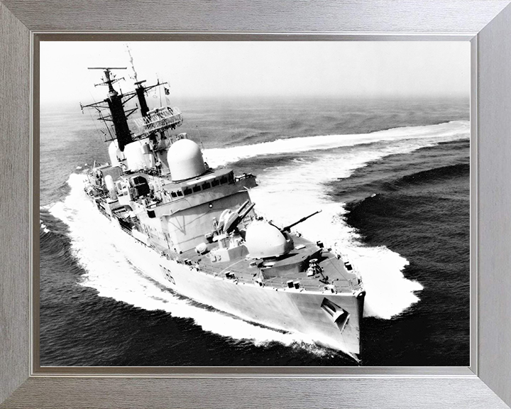 HMS Birmingham (D86) Royal Navy Type 42 Destroyer Hard Turn To Port Photo Print Wall Art Decor Posters, Prints, & Visual Artwork Hampshire Prints 10 x 8 Silver Frame No