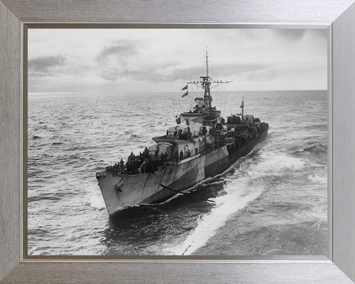 HMS Myngs (R06) Photo Print - At Sea 1944 - Royal Navy Z Class Destroyer Hampshire Prints 10 x 8 Silver Frame No