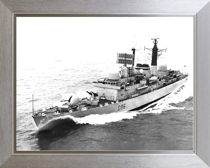 HMS Birmingham (D86) Royal Navy Type 42 Destroyer High Port Bow View Photo Print Wall Art Decor Posters, Prints, & Visual Artwork Hampshire Prints 10 x 8 Silver Frame No