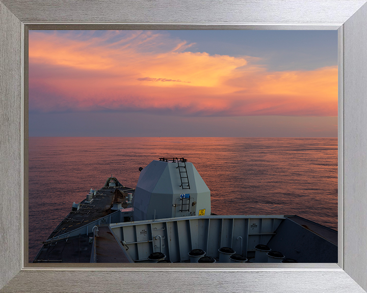 HMS Richmond (F239) Photo Print - At sunset 2025 - Royal Navy Type 23 Frigate Hampshire Prints 10 x 8 Silver Frame No