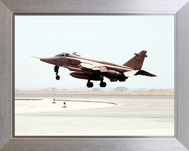 RAF Jaguar GR1 Jet Taking Off Photo Print - Royal Air Force Aircraft Hampshire Prints 10 x 8 Silver Frame No