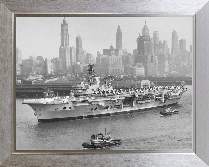 HMS Ark Royal (R09) Royal Navy Audacious Class Aircraft Carrier Entering Harbour Photo Print Wall Art Decor Posters, Prints, & Visual Artwork Hampshire Prints 10 x 8 Silver Frame No