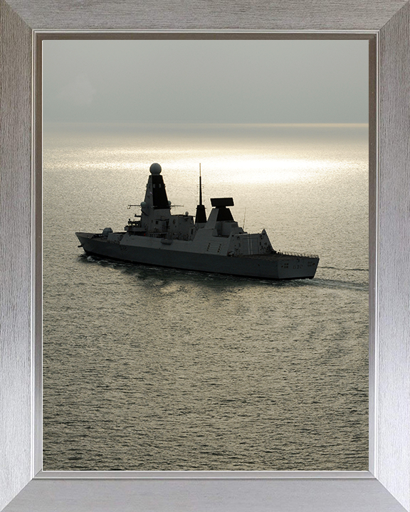HMS Daring (D32) Royal Navy Type 45 Destroyer At Sunset 2010 Photo Print Wall Art Decor Posters, Prints, & Visual Artwork Hampshire Prints 10 x 8 Silver Frame No