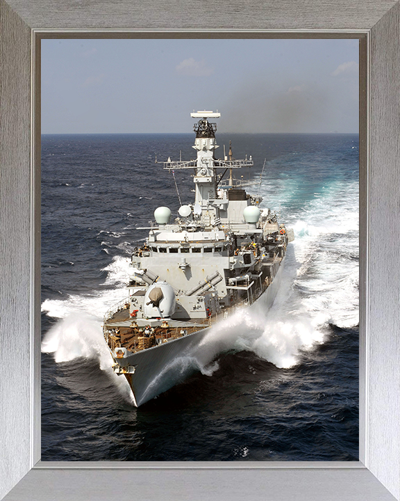 HMS Portland (F79) Photo Print - At Speed 2008 - Royal Navy Type 23 Frigate Hampshire Prints 10 x 8 Silver Frame No