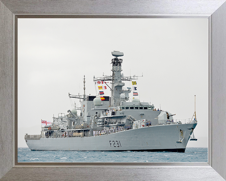 HMS Argyll (F231) Royal Navy Type 23 Frigate Tortola 2014 Wall Art Photo Print Naval Decor Posters, Prints, & Visual Artwork Hampshire Prints 10 x 8 Silver Frame No