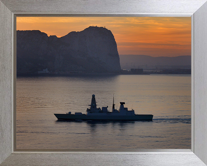 HMS Dauntless (D33) Photo Print - Gibraltar 2015 - Royal Navy Type 45 Destroyer Posters, Prints, & Visual Artwork Hampshire Prints 10 x 8 Silver Frame No