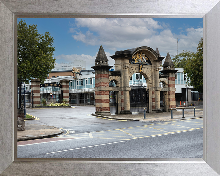 HMS Nelson Main Gate Portsmouth Photo Print - Royal Navy Shore Establishment Posters, Prints, & Visual Artwork Hampshire Prints 10 x 8 Silver Frame No