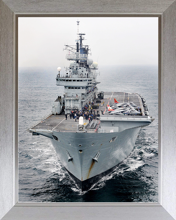 HMS Ark Royal (R07) Royal Navy Invincible Class Aircraft Carrier Ski Jump View Photo Print Wall Art Decor Posters, Prints, & Visual Artwork Hampshire Prints 10 x 8 Silver Frame No