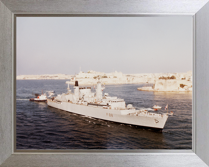HMS Broadsword (F88) Royal Navy Type 22 Frigate Valletta Malta Photo Print Wall Art Decor Posters, Prints, & Visual Artwork Hampshire Prints 10 x 8 Silver Frame No