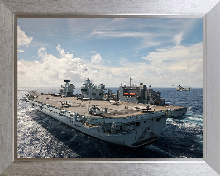 HMS Prince of Wales (R09) Photo Print - RAS Aug 2025 - Royal Navy Queen Elizabeth Class Aircraft Carrier Hampshire Prints 10 x 8 Silver Frame No