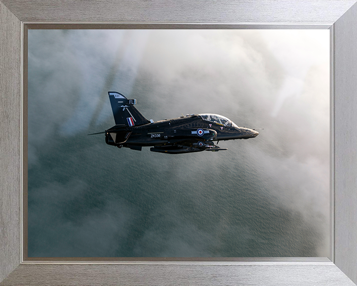 RAF Hawk T2 Jet in flight Photo Print - Royal Air Force Aircraft Hampshire Prints 10 x 8 Silver Frame No